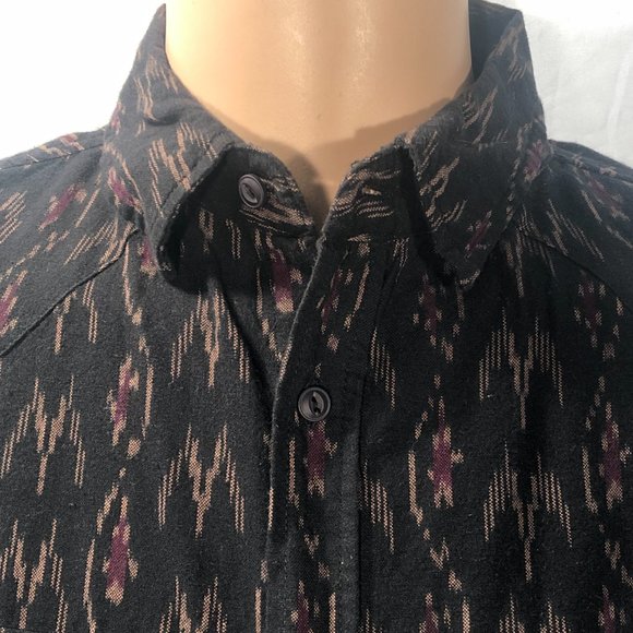 Schott Bros. Brothers NYC western cut black brown rust aztec pattern shirt L - Picture 3 of 9